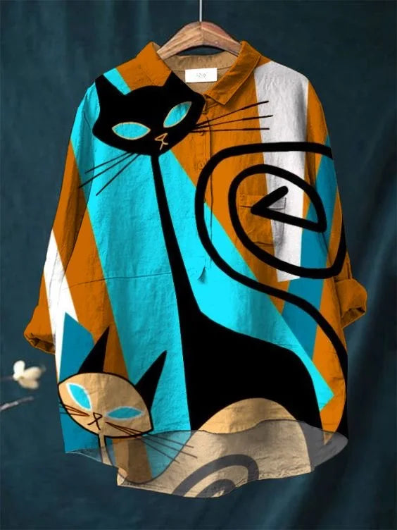 Maribel | Abstract Feline Blouse